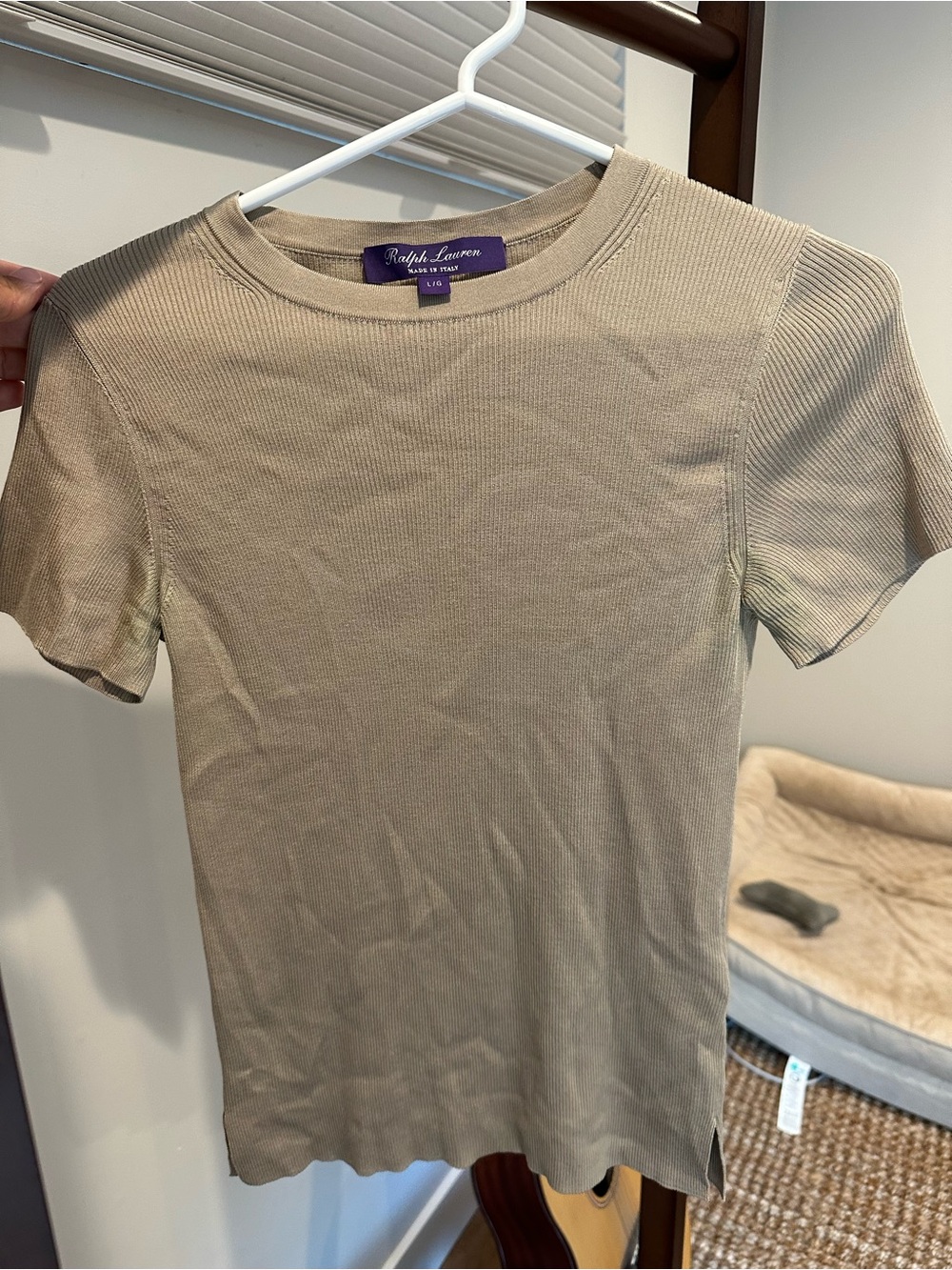 Ralph Lauren Purple Label 100% Silk Rib Knit Short Sleeve Sweater Made in Italy - Picture 6 of 7
